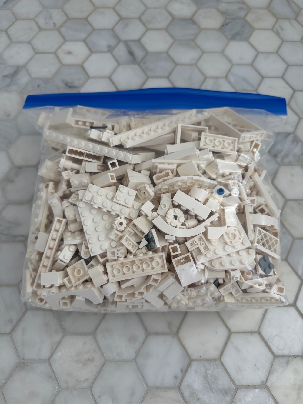 LEGO LOT Miscellaneous White Building Bricks Gallon Size Bag